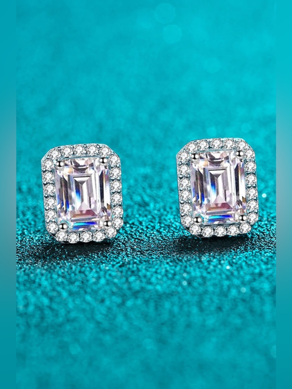 Adored 1 Carat Moissanite Rhodium-Plated Square Stud Earrings